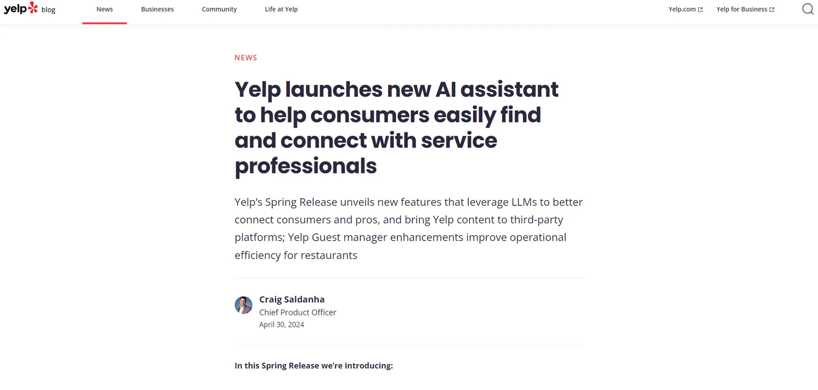 Yelp Assistant screenshot