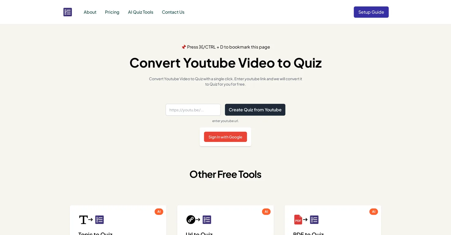 Youtube to Quiz screenshot