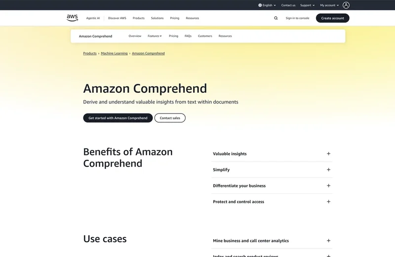 Amazon Comprehend screenshot